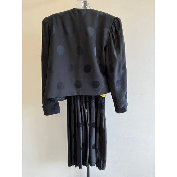 Raul Blanco Black Yellow Sleeveless Silk Dress & Jacket Set Size 6 #96188 - Picture 6 of 6